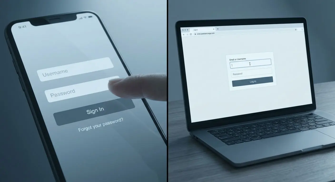 Procedura di accesso con modulo login su dispositivo