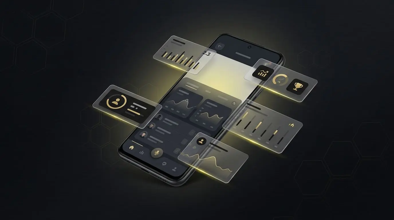 Banner con smartphone e interfaccia mobile in stile app Android
