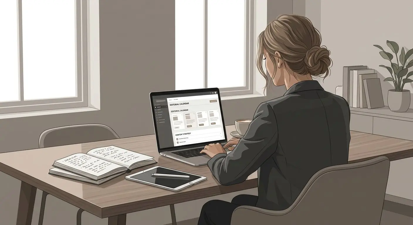 Autrice editoriale in ambiente di lavoro neutrale