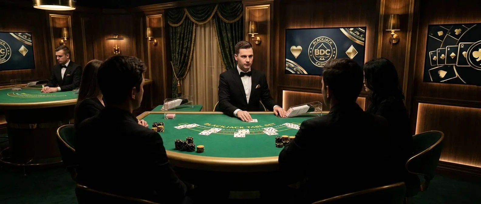 Tavolo blackjack live Bwin Atmosfera di un tavolo blackjack live con dealer e giocatori