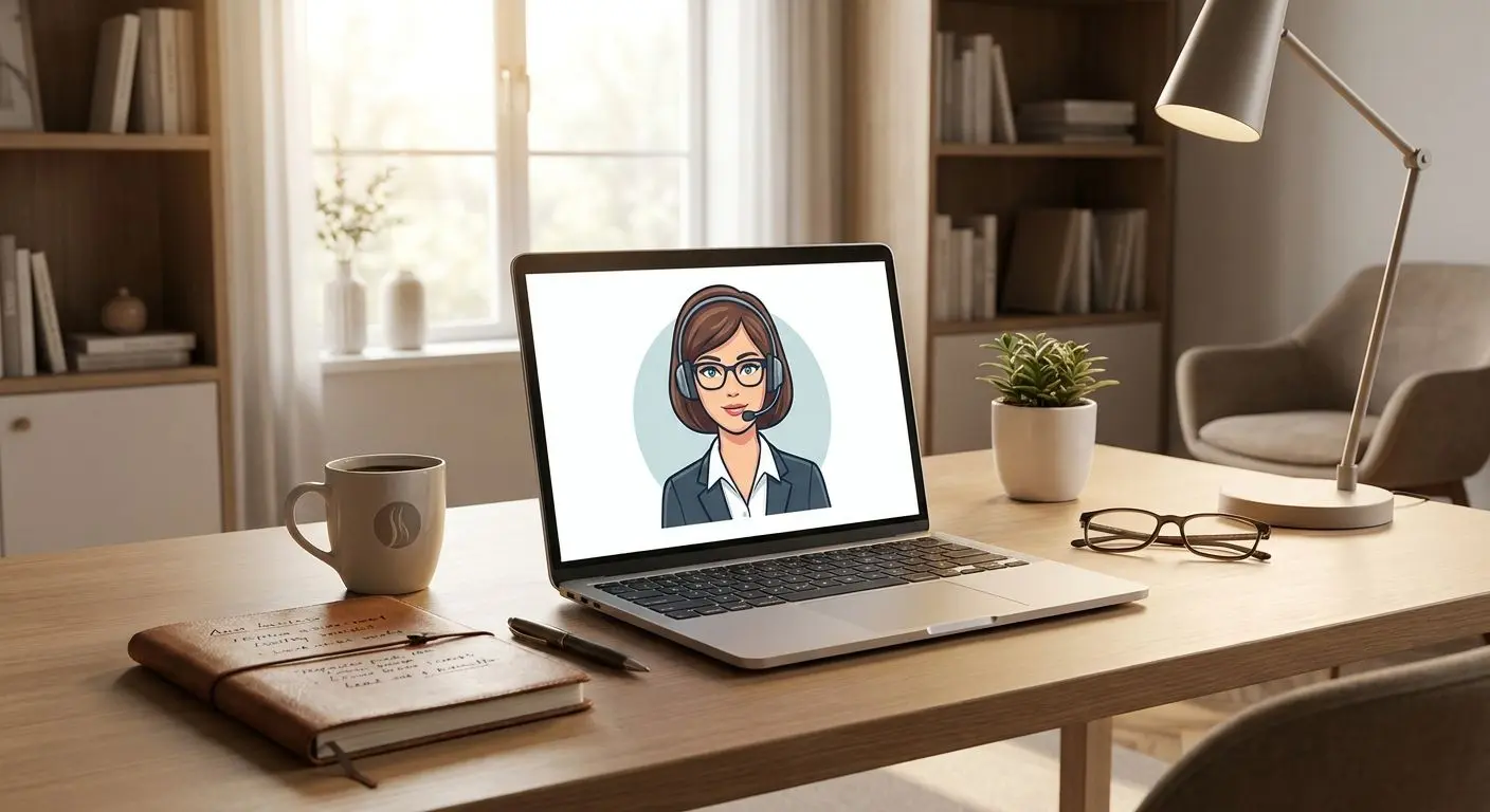 Spazio di lavoro editoriale con avatar professionale generico