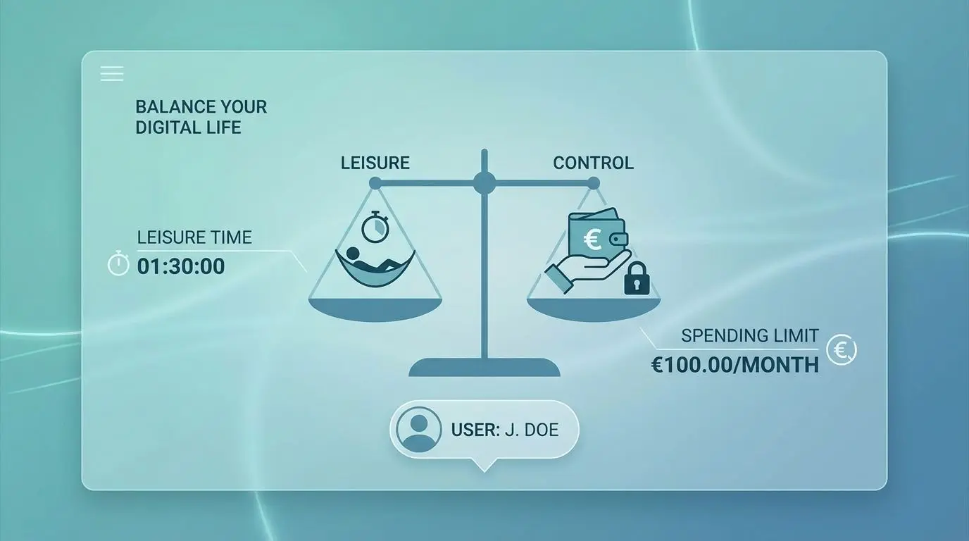Illustrazione con timer, portafoglio e simboli di controllo del budget