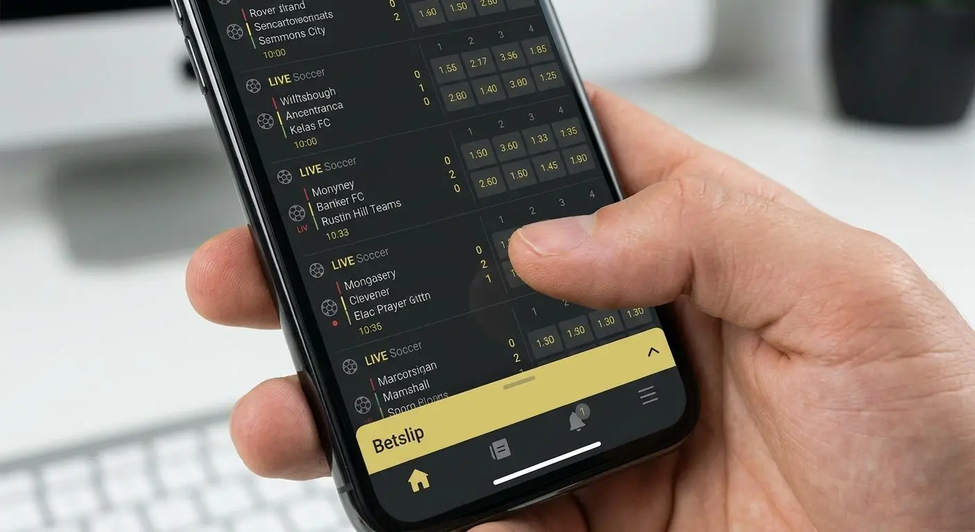 Schermo smartphone con interfaccia mobile per eventi sportivi e schedina