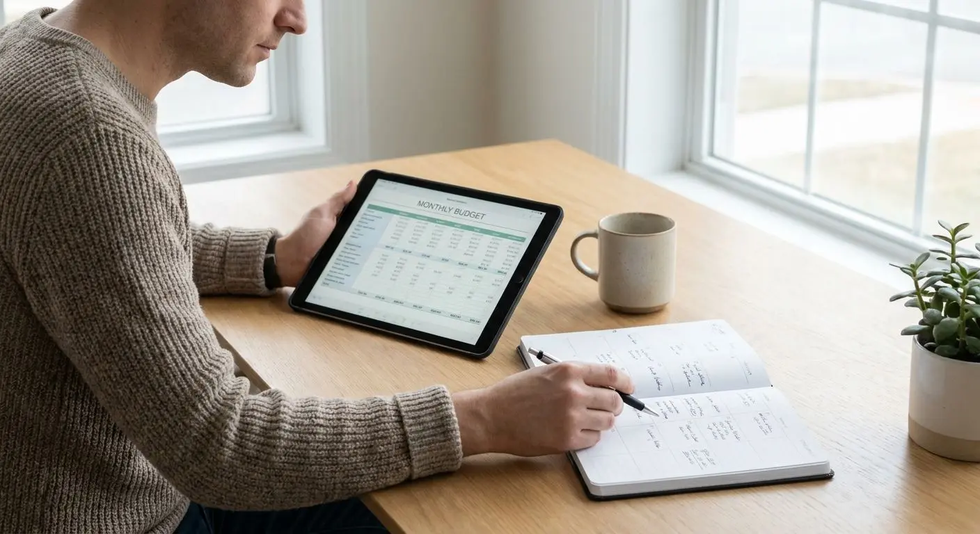 Persona che controlla budget e calendario per una gestione responsabile del conto