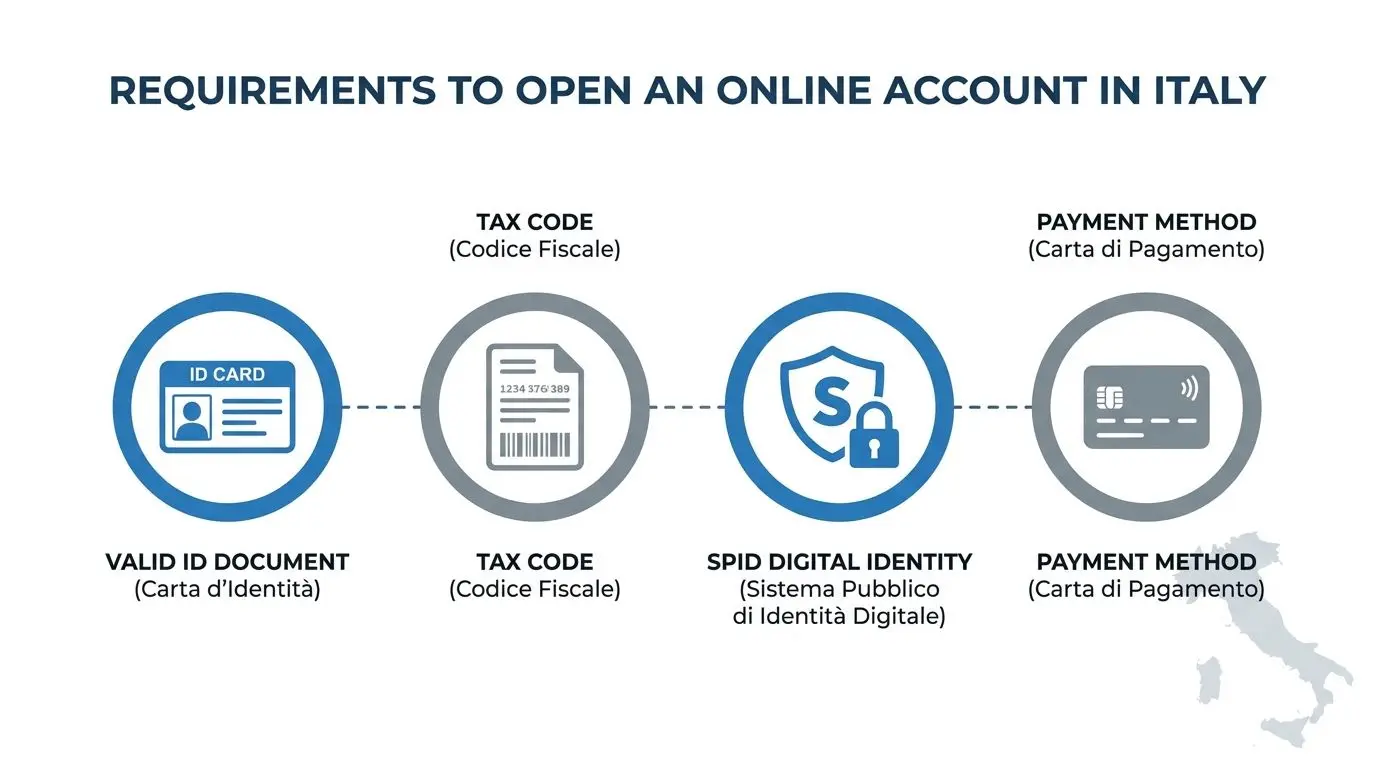 Requisiti per aprire un conto Bwin con documento, codice fiscale, SPID e pagamento