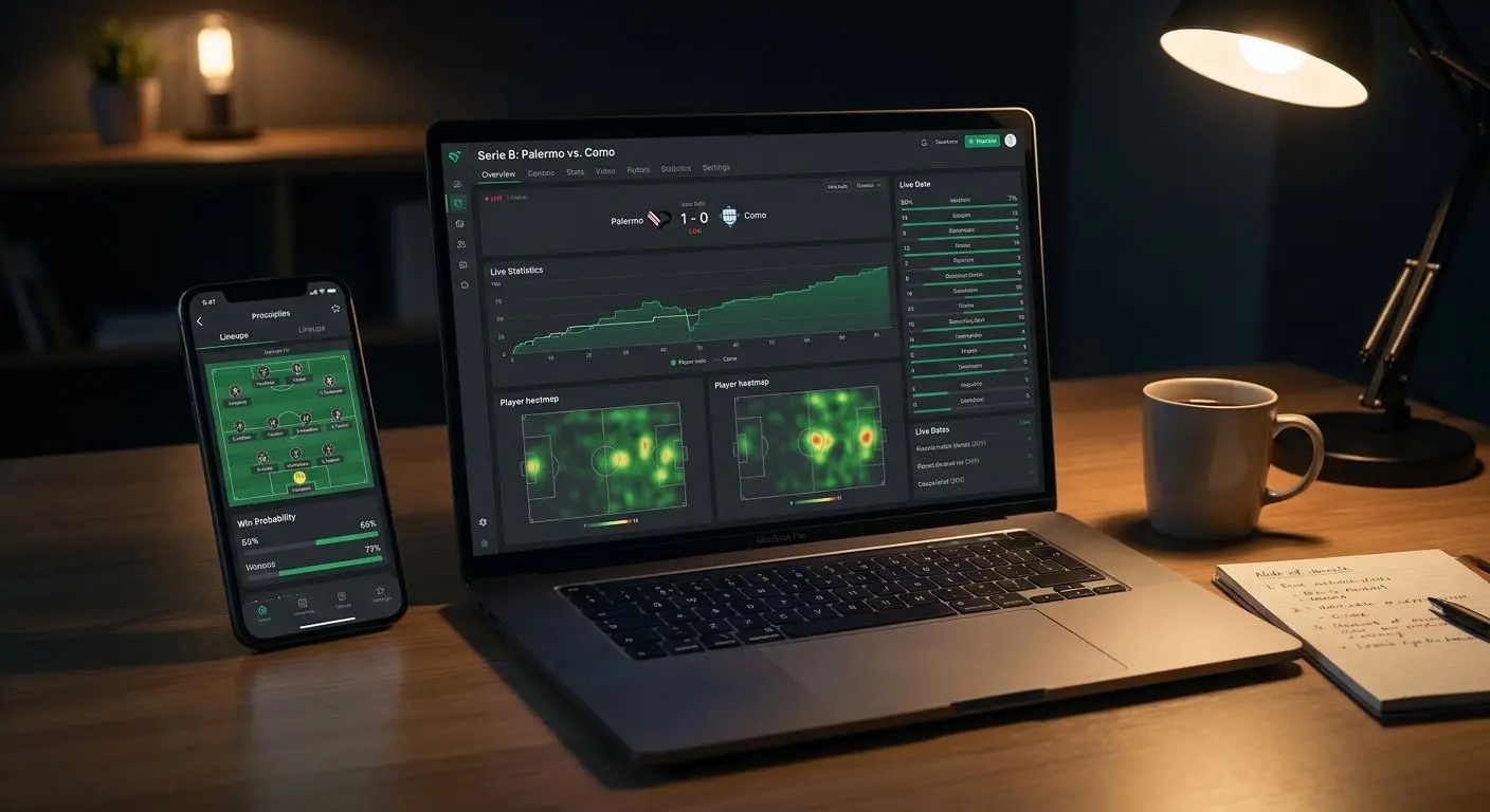 Schermata generica con analisi live e pre-match di una partita di Serie B