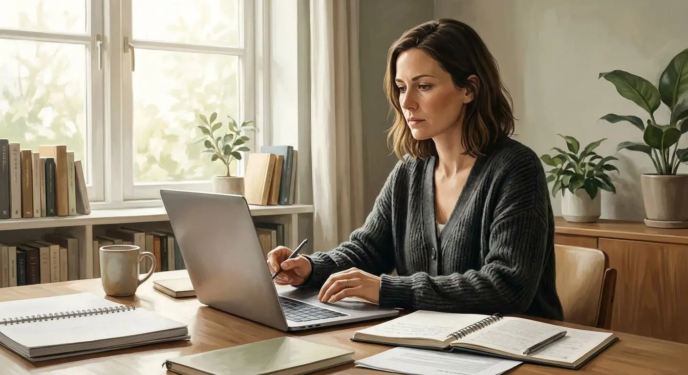 Immagine autore con esperta di contenuti digitali in ufficio