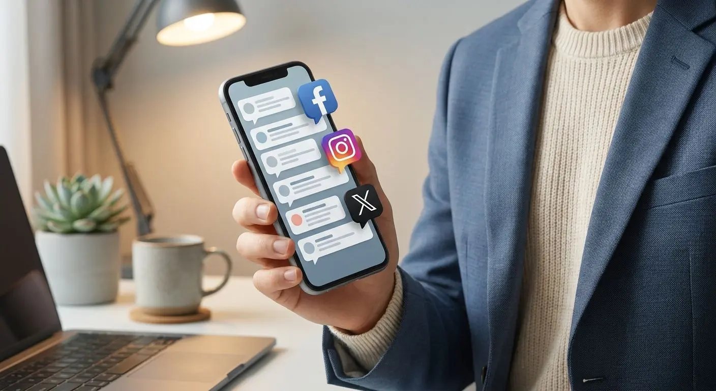 Canali social Bwin per aggiornamenti Smartphone con notifiche social e icone dei canali ufficiali