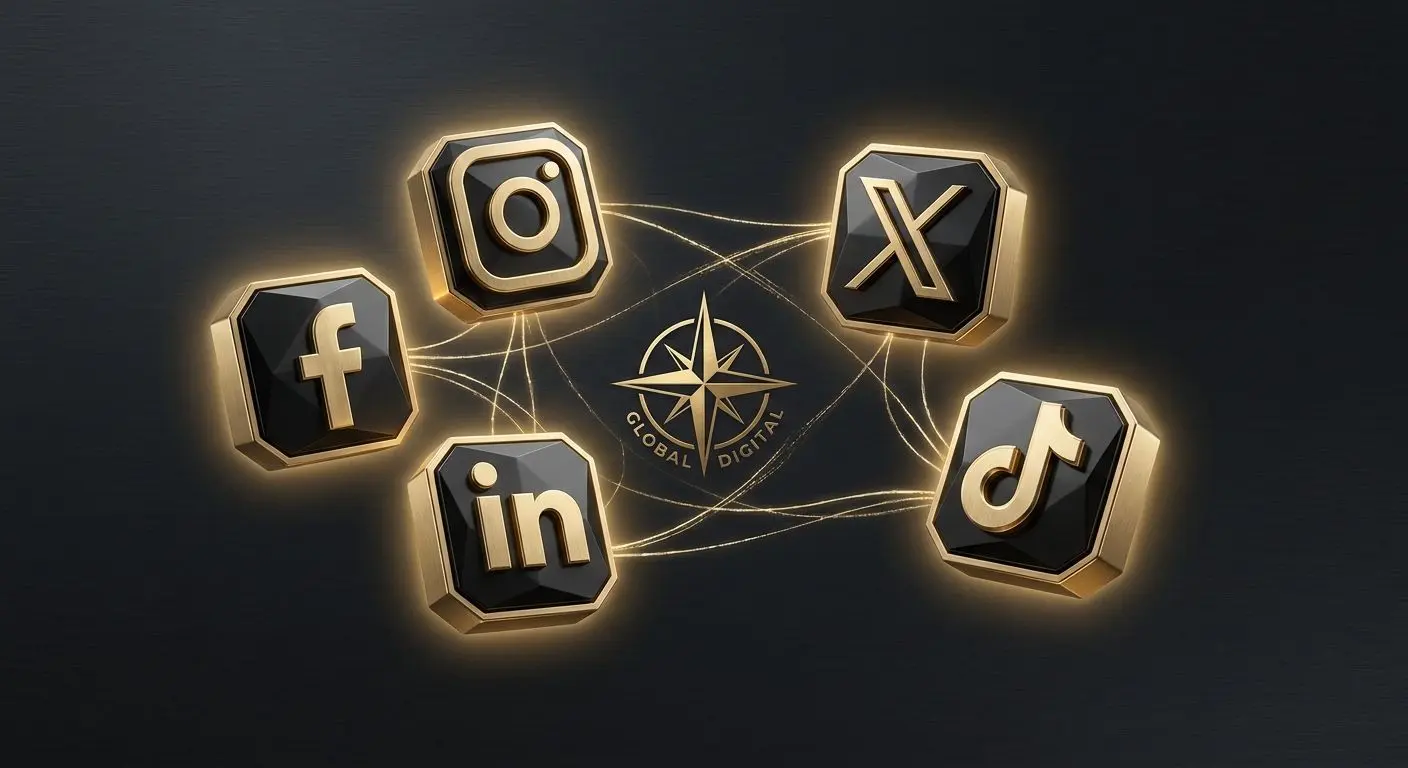 Icone social stilizzate con branding Bwin